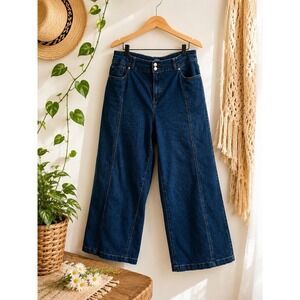 Marc New York Seamed Wide Leg Jeans High Rise Denim Sz 18